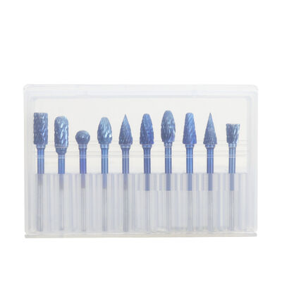 Un buon prezzo. Fresa rotante in carburo di tungsteno a doppia taglio con gambo da 3 mm e rivestimento blu per metallo e lavorazione del legno in linea